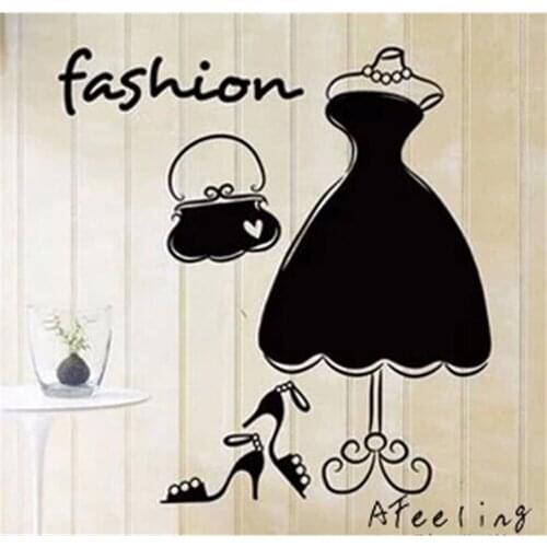 Fashion Garment boutique store window decoration shopping girl woman name sign sticker advertising wall sticker store sticker