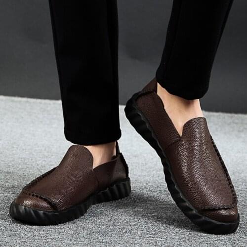 Men Casual Flat Shoes Mens Leather Casual Shoes Men 2020 Loafers For Zapatos De Hombre Mens Sapato Black Hot Sneakers