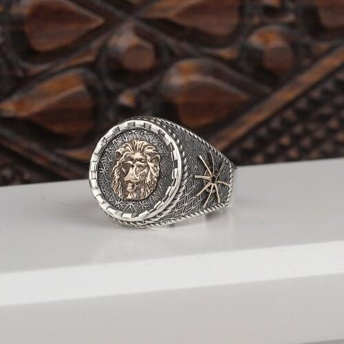 Lion With Icon Silver Men 'S Ring