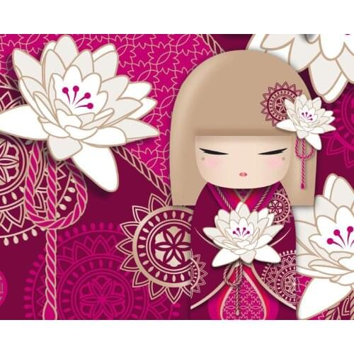 JMINE Div 5D Japanese Doll Flower Full Diamond Painting cross stitch kits art High Quality Cartoon 3D paint by diamonds