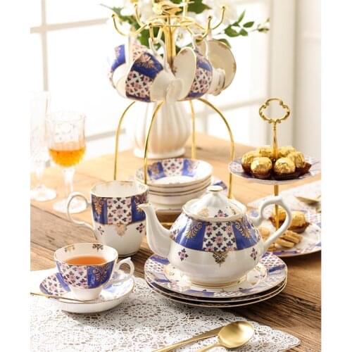 Scandinavian Bone china coffee cup set Retro palace English tea set porcelain tea pot sugar bowl milk jug coffee mug saucer set