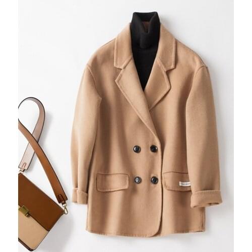 2021 New Woolen Coat Womens Small Versatile Winter Woolen Coat Double Faced Woolen Coat Short Lady