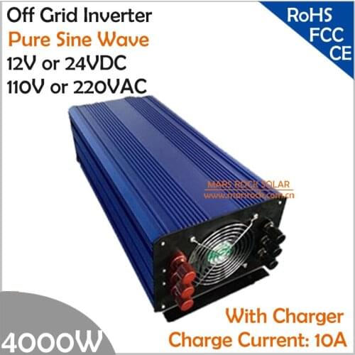 4000W DC12V/24V AC110V/220V Off Grid Pure Sine Wave Single Phase Inverter with Charger and LCD Screen