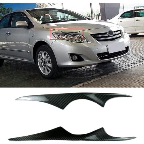 Car Front Headlight Lamp Eyebrows Eyelids Moulding Cover Trims Carbon Fiber for Toyota Corolla 2003-2008
