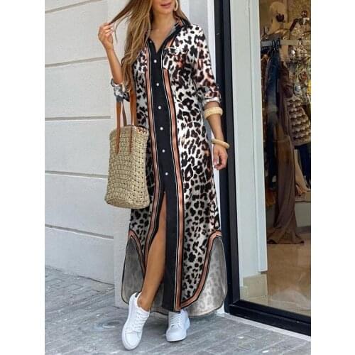 3XL 4XL Plus Size Fashionable Shirt Style Button Dress Ladies Casual Long Street Dress Large Size Loose Home Maxi Dress Women