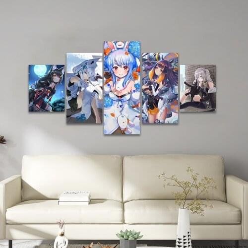 Anime Hololive Pekora Innanis 5 Piece Poster Pictures Home Decoration Paintings Canvas HD Prints Wall Art Modular Living Room