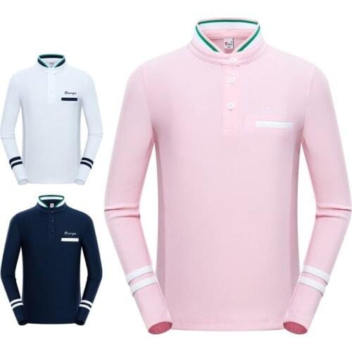 Golf Clothing Girl Shirt Spring Autumn New Childrens Tshirt Long Sleeve Striped Stand Collar School Outdoor Sports Clothes