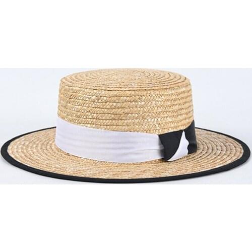 New Men Women Black and White stitching Summer Beach Hats Straw Sun Hat Ladies Flat Top Vacation Visor Caps WHOLESALE