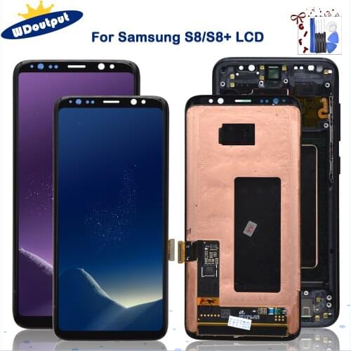 Super Amoled 100% Original Display with frame SAMSUNG Galaxy S8 G950F G950FD LCD S8 Plus G955 G955F Touch Screen Repair parts