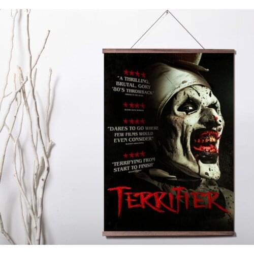 Terrifier - Art the Clown Movie Art Canvas poster decoration painting with solid wood hanging scroll