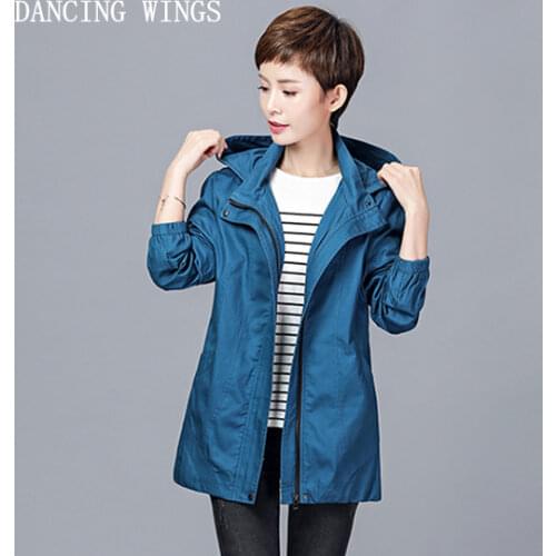 Spring Autumn Casual Plus Size Womens Coat Female Windbreaker Middle Age Women Clothing
