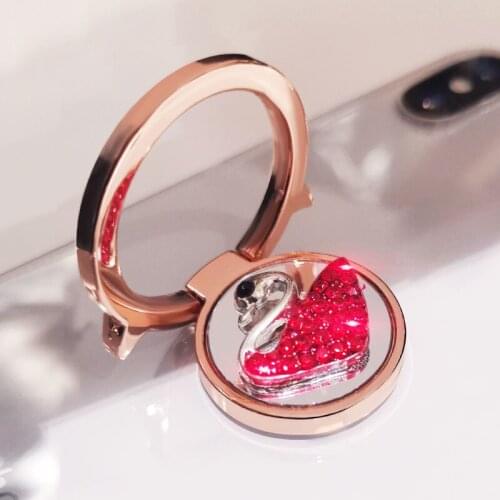 Mobile phone ring buckle bracket swan finger buckle female universal pull ring sticker metal multi-function rotating luxury ring
