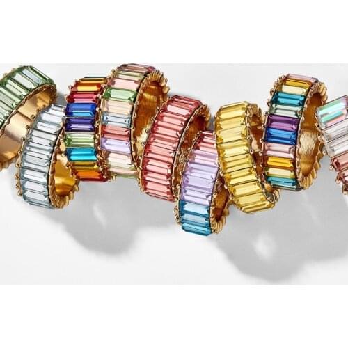 PPG&PGG Charm Colorful Crystal Rings Women Festival Gift Maxi Statement Finger Rings Bridal Romantic Party Anillo Jewelry