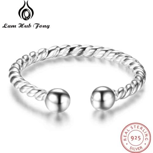 925 Sterling Silver Stackable Finger Rings for Women Adjustable Open Ring Korean Style Wedding Engagement Jewelry (Lam Hub Fong)