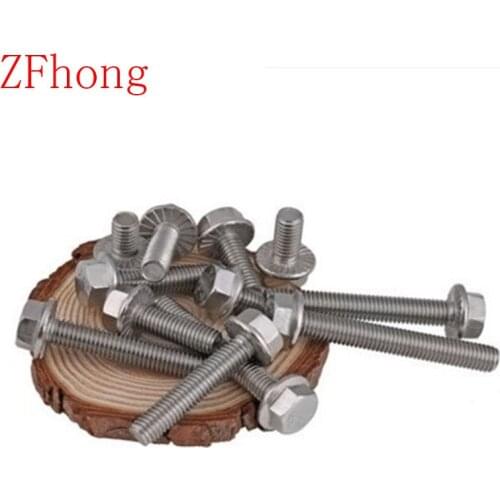 5pcs/lot DIN6921 M12 Stainless Steel Hex Flange Bolt Serrated Flanged Bolt M12*20/25/30/35/40/45/50/60/70/80/90/100