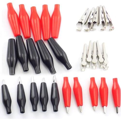 10pcs 28MM Electrical Alligator Clip Testing Crocodile Test Red Black for Metal Cover DIY Meter Probe Clamp