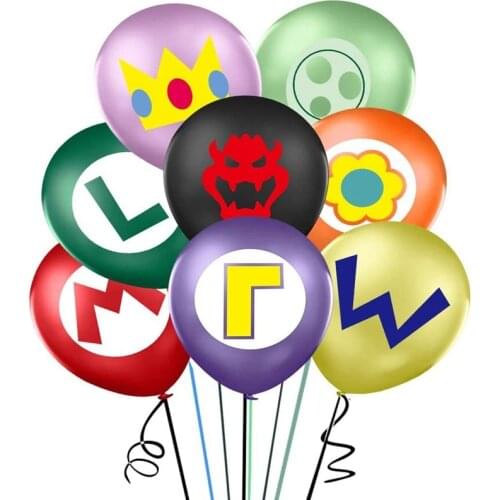10 pcs Super Mary Cartoons Mario Latex balloon set Childrens birthday party balloon decoration Anime baby Decorative balloons