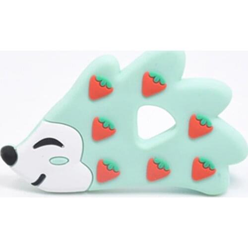 10 PCS Food Grade Silicone Chew Charms Teethers Baby DIY Animal Hedgehog Shape Baby Ring Teether Teething Ring Toy DIY Chain