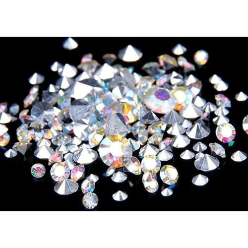 10000pcs Crystal/Crystal AB Mixed Size For 3D Nails Art Decoration Round Shape Design Glitter Point Back Resin Rhinestones Stone