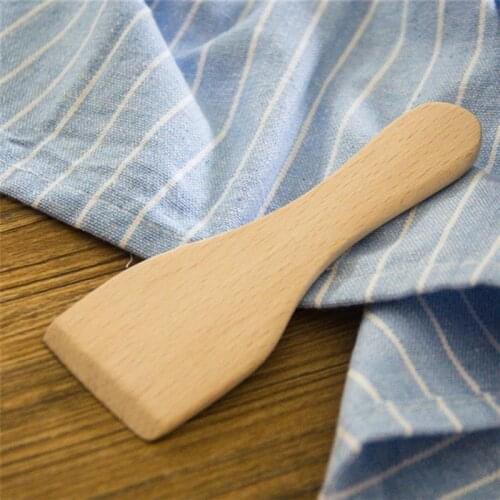 4pcs Small Beech Butter Spatulas Non-stick Wooden Turner Cooking Shovel Kitchen Utensils for Home Camping Restaurant