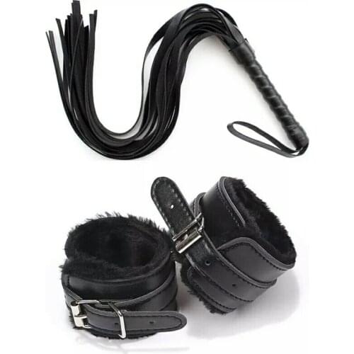 42cm Leather Whip Flogger Sex Handcuffs Adult Toys Sex Products Bdsm Bondage Erotic Toys Slave Hand Cuffs Adult Games Sex Toys