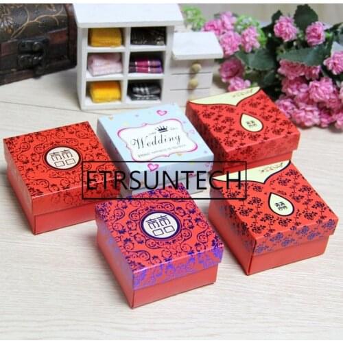 500pcs Chineses Double Happiness Candy Box Party Favor Packing Chocolate Packaging 6.5*6.5*3.8cm