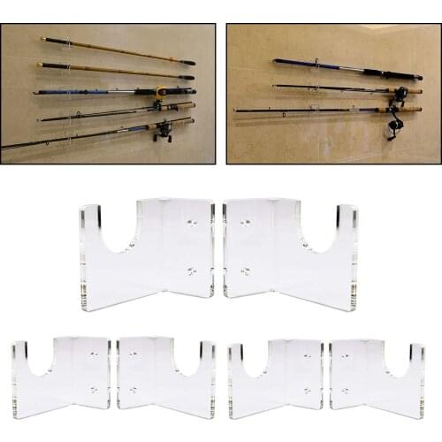 6pcs Acrylic Fishing Rod Holder Horizontal Wall Ceiling Storage Rack Support