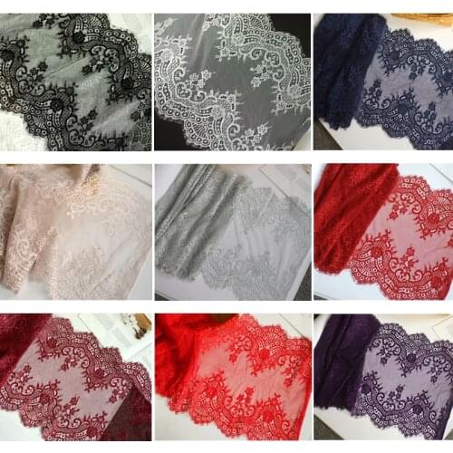 6yards 35cm red pink flower Eyelash lace trim fabric gauze garment dress skirt hem decorative wide lace fabric DIY accessories