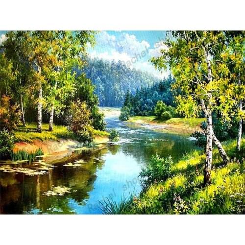 Diamond Embroidery Diy Diamond Painting Cross Stitch Kits Diamond Mosaic Forest creek Full Square Diamond Embroidery CS259