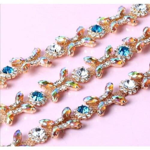 Free Shipping 5 yards Rhinestone Trim With Acrylic Stones, Rhinestone Bridal Applique,Wedding Applique,Rhinestone Chain TONG103