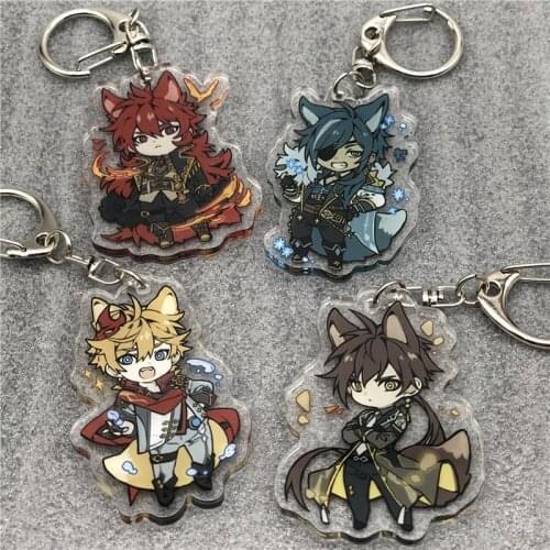 Game Genshin Impact Keychain Kaeya Tartaglia Morax Cartoon Anime Kawaii Cosplay Props Acrylic Keyring Pendant Badge