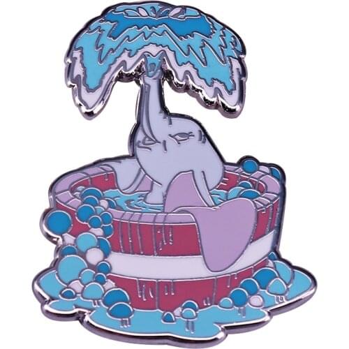Dumbo spraying water badge cute cartoon pastel pin elephant bubbles brooch perfect movie fans addition