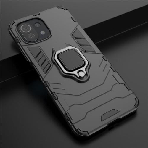 For Xiaomi Mi 11 Lite 5G Case Cover Silicone Shockproof Bumper Ring Holder Phone Stand Armor Case Mi 11 Lite Note 10 Pro Cover