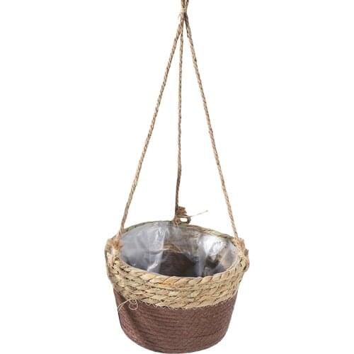Household Straw Braid Hanging Basket Country Style Gardening Green Plant Chlorophytum Hemp Rope Hand-woven Flower Pot