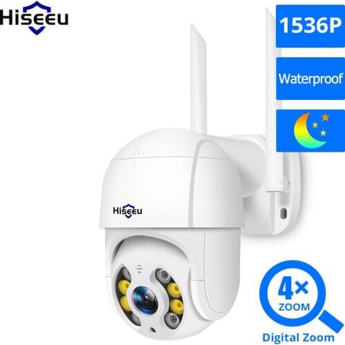 Hiseeu 1536P 1080P WiFi IP Camera Outdoor Waterproof Night Vision Smart Home Security Speed Dome Camera CCTV Video Surveillance