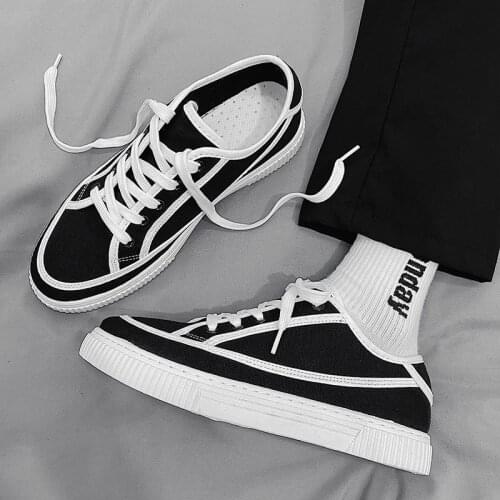 Trend Casual Canvas Shoes for Men Fashion Sneakers Breathable Flat Vulcanized Shoes Sport Skateboard Shoes Lace Up Male Sneakers