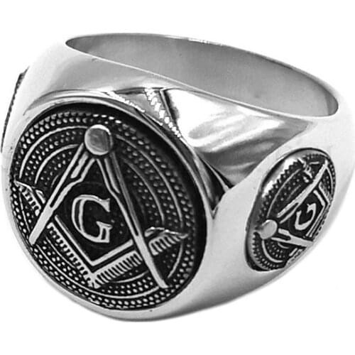 Classic Masonic Ring Stainless Steel Freemasonry Compass Masonic Motor Biker Ring Mens Women Ring Wholesale 831B
