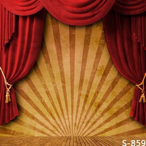 Red Curtain Spark Stage Photo Background Backdrops 5*6.5ft Vinyl Backdrops for Photography Wood Floor for Newborn Baby Props