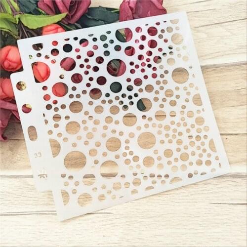 14.1*13cm water circle stencils Cover template spray plastic mold shield DIY cake hollow Embellishment printing lace ruler