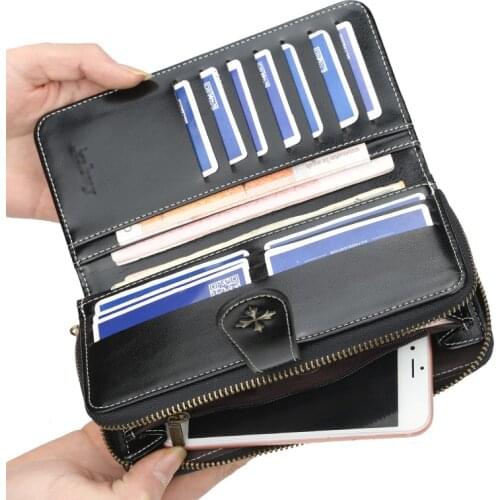 Hot Sale Women Pu Leather Wallets Female Large Zipper & Hasp Purse High Quality Money Bag 5.5 Inch Phone Bag Card Holders Clutch