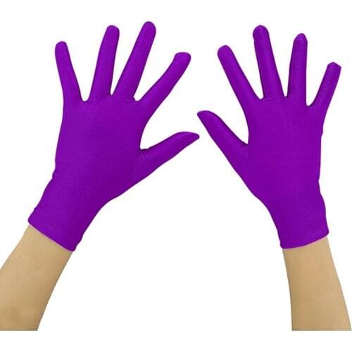 LZCMsoft Adult 10" Wrist Length Lycra Spandex Full Finger Stretchy Short Gloves Hand Wear Halloween Cosplay Accessories
