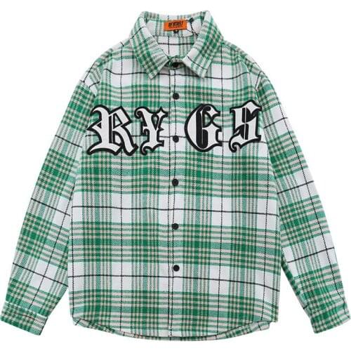 2021 Men Hip Hop Plaid Jackets Unisex Harajuku Streewear Loose Size Windbreaker Male Oversize Letter Embroidery Woolen Jackets