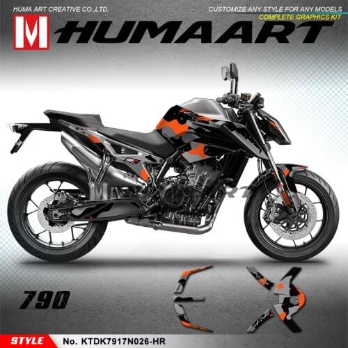 HUMAART Weatherproof Vinyl Decals Kit for 790 2017 2018 2019 2020 without Seat Cowl Stickers (Style No.KTDK7917N026-HR)