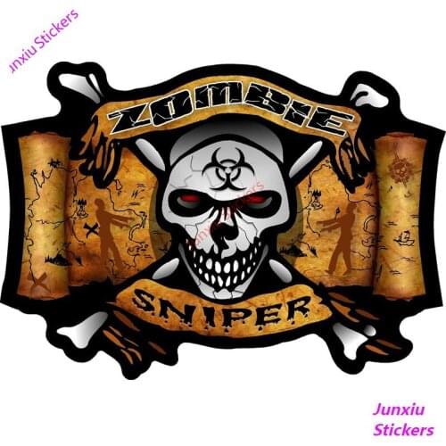 ZOMBIE Sniper Skull Bone Decal Bio Hazard Hunting Car Stickers and Decals Bumper Window Laptop Windshield Accessories KK16*12cm