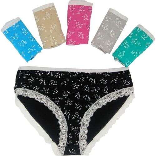 OURBLOG Plus Size 4XL 5pcs/lot Womens Underwear Cotton Lace Briefs Breathable Lingerie Panties Sexy Womens Low-rise Intimates