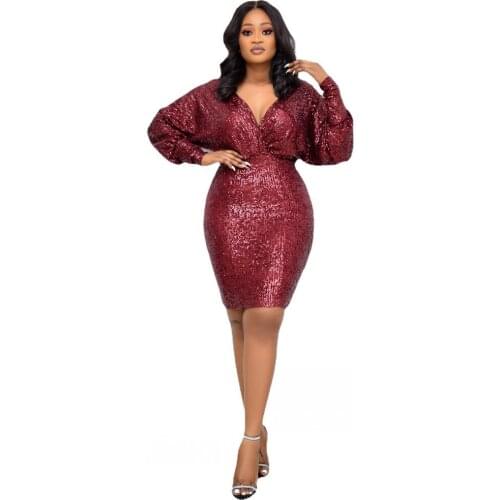 Pure Color Long-Sleeved Dress Urban Casual Womens Dresses Sexy V-Neck Tight-fitting Hip Professional Dress 2021 New Women Outfit