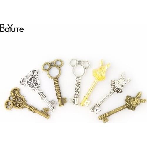 BoYuTe (5 Pieces/Bag) Metal Alloy Antique Bronze Silver Plated Rabbit Mouse Key Pendant Diy Hand Made Jewelry Accessories