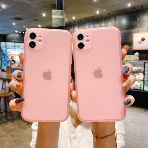 Transparent Phone Case For iPhone 12 Pro Max 12 Mini XR XS Max X 7 8 Plus 11 Pro SE Silione Straight edge Clear Cover for Girls