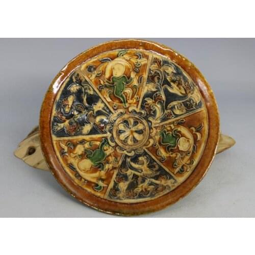 Rare Tang Dynasty(618--907)Tang three-color porcelain bowl, Free shipping