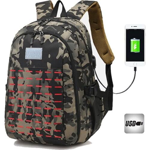 40L USB Men Military Bag Tactical Backpack Travel Waterproof Hiking Rucksack Camping Laptop Outdoor Sport Camouflage Army Bags